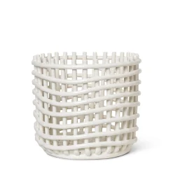Ferm Living Korb Ceramic Large Keramik Weis / O 23,5 X H 21 Cm - Handgefertigt - Gebrochen Weis Best