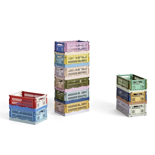 Hay Korb Colour Crate Mix Plastikmaterial Bunt Small / 17 X 26 Cm - Recycelt - Minzgrun - Olive - Weis New