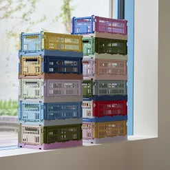 Hay Korb Colour Crate Mix Plastikmaterial Bunt Small / 17 X 26 Cm - Recycelt - Blassblau - Himmelblau Best