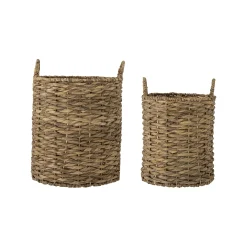 Bloomingville Korb Lilla Faser Beige Holz/ 2Er-Set - O31Xh44/O37Xh50 Cm - Wasserhyazinthe - Natur Store
