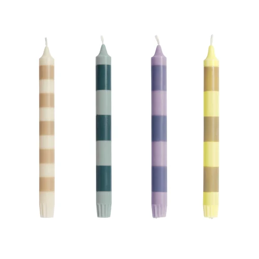 Hay Langkerze Stripe Wachs / 4Er Set - Bunt Cheap