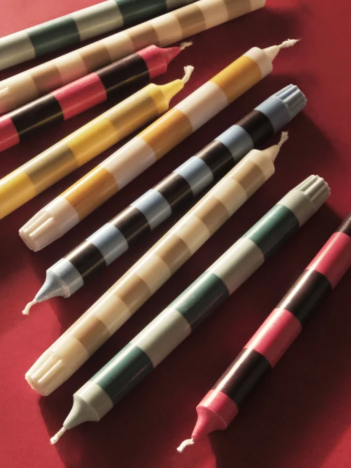 Hay Langkerze Stripe Wachs / 4Er Set - Bunt Cheap