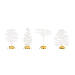 Alessi Lesezeichen Barkplace Tree Metall Weis / 4Er-Set Weihnachtsbaume Aus Stahl - H 4 Cm - Gold - Weis Best