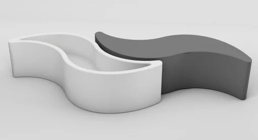 Slide Leuchtende Bank Wave Plastikmaterial Fur Innen - Weis Best