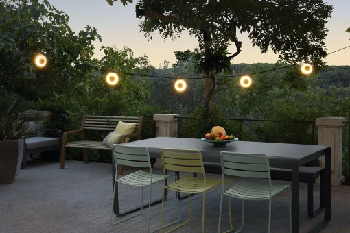 Fermob Lichtgirlande Im Freien Hoop Led Plastikmaterial Rot Led / 12 Meter / Bluetooth - Okkerrot Fashion