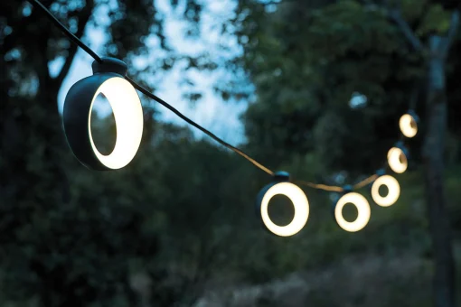Fermob Lichtgirlande Im Freien Hoop Led Plastikmaterial Rot Led / 12 Meter / Bluetooth - Okkerrot Fashion