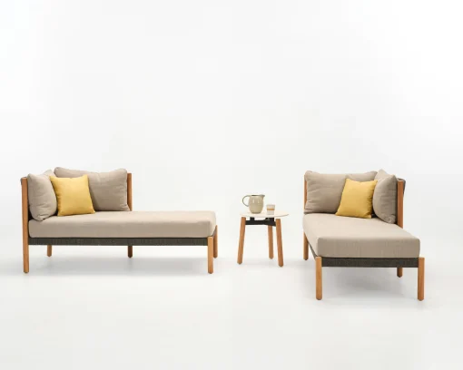 Vincent Sheppard Liege Außenbereich Lento Modular Right Textil Grau Holz Natur / L 166 Cm - Handgeflochtenes Polypropylenseil - Dunkelgrau - Gris Stone - Teak/ Natur Online