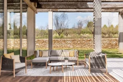 Vincent Sheppard Liege Außenbereich Lento Modular Right Textil Grau Holz Natur / L 166 Cm - Handgeflochtenes Polypropylenseil - Dunkelgrau - Gris Stone - Teak/ Natur Online