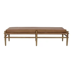 Bloomingville Liege Aysia Leder Holz Braun Beige / Holz & Leder - 200 X 80 Cm - Camel - Holz Natur Discount