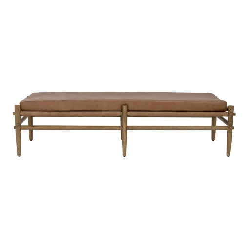 Bloomingville Liege Aysia Leder Holz Braun Beige / Holz & Leder - 200 X 80 Cm - Camel - Holz Natur Discount