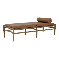 Bloomingville Liege Aysia Leder Holz Braun Beige / Holz & Leder - 200 X 80 Cm - Camel - Holz Natur Discount