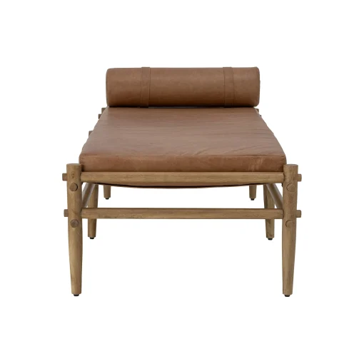 Bloomingville Liege Aysia Leder Holz Braun Beige / Holz & Leder - 200 X 80 Cm - Camel - Holz Natur Discount