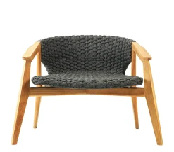 Ethimo Lounge Sessel Knit Textil Holz Grau / Synthetikfaden - Lavagrau - Teak/ Natur Outlet