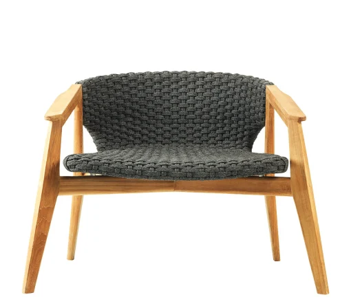 Ethimo Lounge Sessel Knit Textil Holz Grau / Synthetikfaden - Lavagrau - Teak/ Natur Outlet