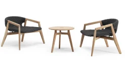 Ethimo Lounge Sessel Knit Textil Holz Grau / Synthetikfaden - Lavagrau - Teak/ Natur Outlet