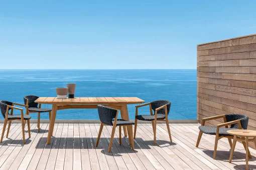 Ethimo Lounge Sessel Knit Textil Holz Grau / Synthetikfaden - Lavagrau - Teak/ Natur Outlet