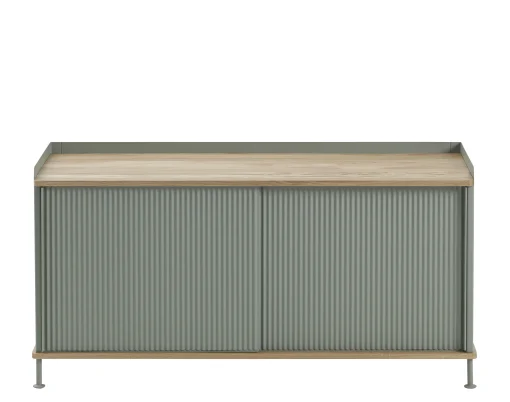 Muuto Lowboard Enfold Metall Grun Holz Natur / Stahl & Eiche Natur - Altgrun - Eiche Natur Cheap