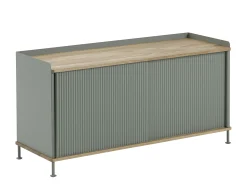 Muuto Lowboard Enfold Metall Grun Holz Natur / Stahl & Eiche Natur - Altgrun - Eiche Natur Cheap
