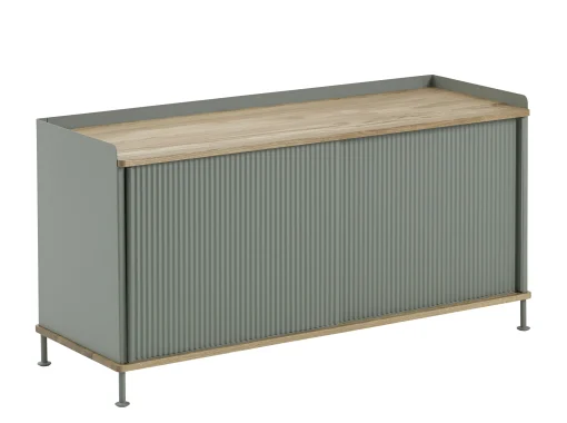 Muuto Lowboard Enfold Metall Grun Holz Natur / Stahl & Eiche Natur - Altgrun - Eiche Natur Cheap