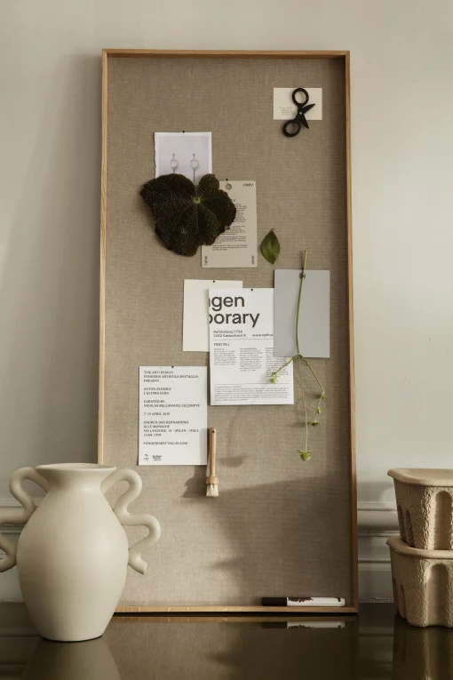 Ferm Living Memo Board Scenery Holz Natur / & Kork Mit Stoff Bezogen - Beige - Eiche Natur Flash Sale