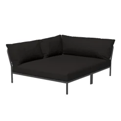 Houe Modulares Gartensofa Level 2 Cozy Textil Schwarz / Weiche Ruckenlehne & Tiefe Sitzflache - Eckmodul Links - L 173,5 X T 139 Cm - Kohle New