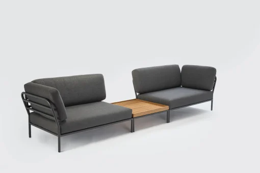 Houe Modulares Gartensofa Level Textil / Eckmodul Rechts - Stoffbezug - Grau Fashion
