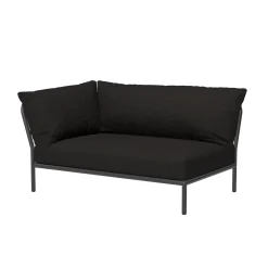 Houe Modulares Gartensofa Level 2 Textil Schwarz / Extra Weiche Ruckenlehne - Eckmodul Links - L 139 X T 92,5 Cm - Kohle Fashion