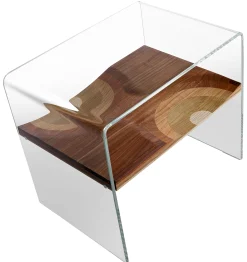 Horm Nachttisch Bifronte Glasholz Natur - Holz Dunkel - Transparent Hot