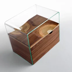 Horm Nachttisch Bifronte Glasholz Natur - Holz Dunkel - Transparent Hot