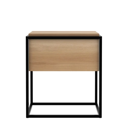 Ethnicraft Nachttisch Monolit Holz Natur / Eiche Massiv & Metall1 Schublade - Eiche Natur - Schwarz Cheap