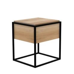 Ethnicraft Nachttisch Monolit Holz Natur / Eiche Massiv & Metall1 Schublade - Eiche Natur - Schwarz Cheap