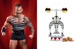 Alessi Nussknacker Strongman Metall Gold Silber / Circus - Limitierte Und Nummerierte Auflage - Bunt Best