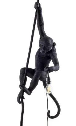 Seletti Outdoor-Hangelampe Monkey Hanging Plastikmaterial/ Outdoorgeeignet - H 80 Cm - Schwarz Clearance
