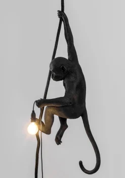 Seletti Outdoor-Hangelampe Monkey Hanging Plastikmaterial/ Outdoorgeeignet - H 80 Cm - Schwarz Clearance