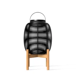 Vincent Sheppard Outdoor-Solarlampe Tika Small Plastikmaterial Faser Schwarz / Led-Laterne - H 59 Cm - Schwarz - Teak/ Natur Clearance