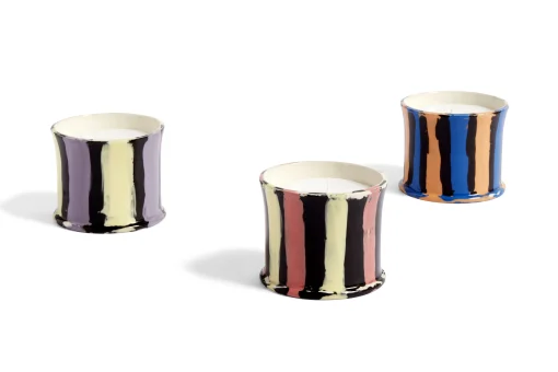 Hay Parfumierte Kerze Stripe Scented Keramik Bunt / Feigenblatt - Blassgelb - Flieder Online