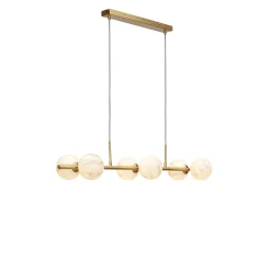 It's about Romi Pendelleuchte Carrara Metall Weis Gold / 6 Kugeln - Glas In Marmoroptik / L 105 X H 20 Cm - Gold - Weis Flash Sale