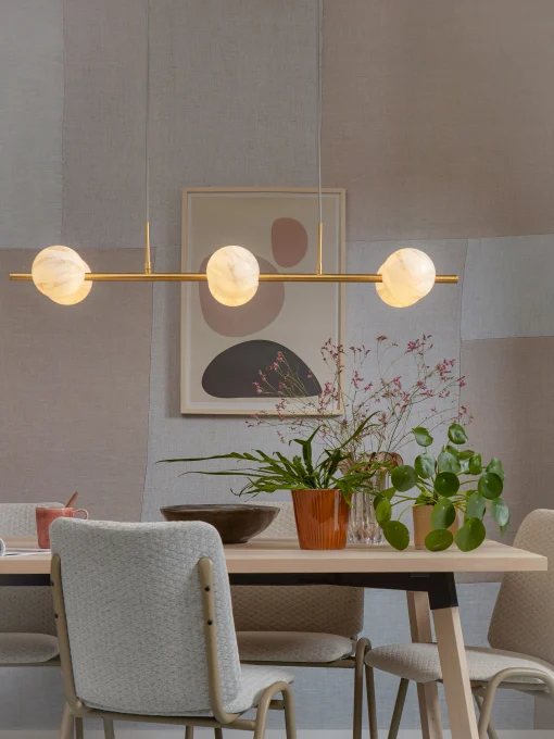 It's about Romi Pendelleuchte Carrara Metall Weis Gold / 6 Kugeln - Glas In Marmoroptik / L 105 X H 20 Cm - Gold - Weis Flash Sale