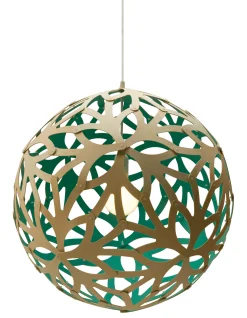 David Trubridge Pendelleuchte Floral Grun Holz Natur O 40 Cm - Zweifarbig - Exklusiv - Bambou Clair - Wassergrun Shop