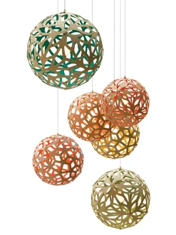 David Trubridge Pendelleuchte Floral Grun Holz Natur O 40 Cm - Zweifarbig - Exklusiv - Bambou Clair - Wassergrun Shop