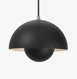 &tradition Pendelleuchte Flowerpot Vp1 Metall Schwarz / O 23 Cm - Von Verner Panton, 1969 - Schwarz Mattiert New