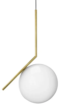 Flos Pendelleuchte Ic S2 Glas Metall / H 72 Cm - Messing Best Sale