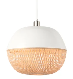 GOOD&MOJO Pendelleuchte Mekong Weis Beige Holz Natur / Bambus - O 40 Cm X H 32 Cm - Bambus Natur - Weis Cheap