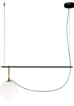 Artemide Pendelleuchte Nh S2 Glas Schwarz Gold Metall / Kugel O 22 Cm - L 87 Cm - Messing - Schwarz - Weis Best Sale