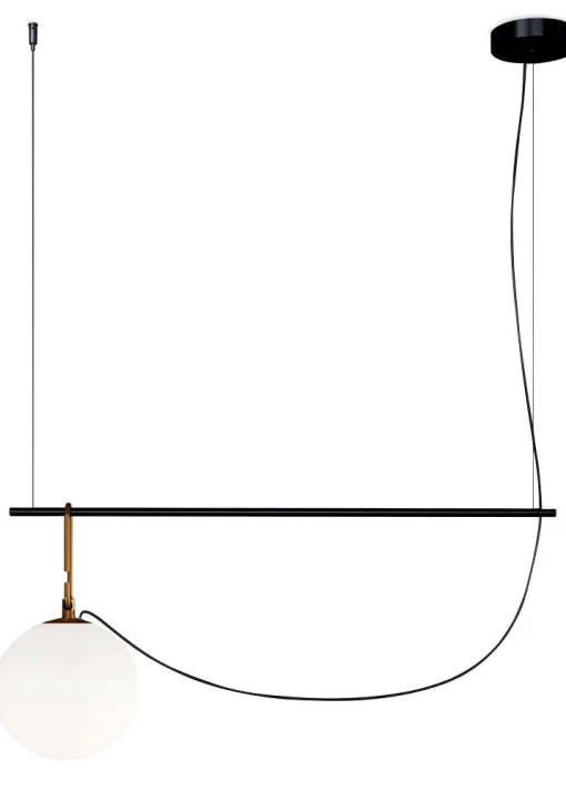 Artemide Pendelleuchte Nh S2 Glas Schwarz Gold Metall / Kugel O 22 Cm - L 87 Cm - Messing - Schwarz - Weis Best Sale