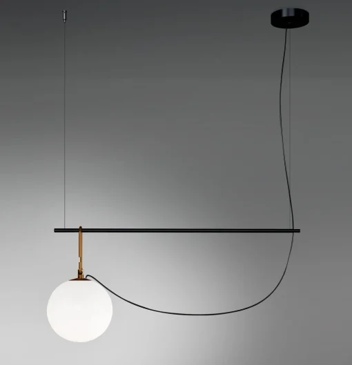Artemide Pendelleuchte Nh S2 Glas Schwarz Gold Metall / Kugel O 22 Cm - L 87 Cm - Messing - Schwarz - Weis Best Sale
