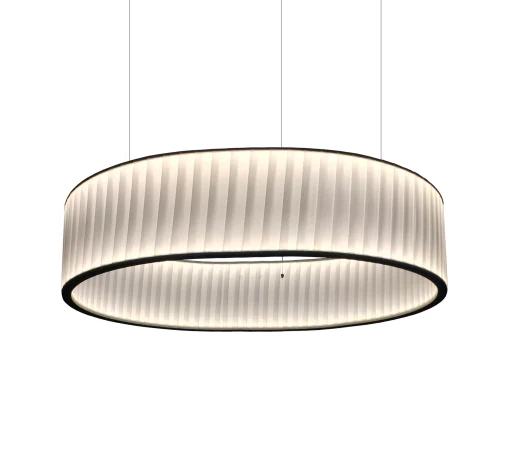 Dix Heures Dix Pendelleuchte Ronde Metall Textil/ Double-Flux-Led - O 80 Cm - Metall - Weis Best Sale