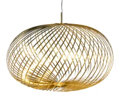 Tom Dixon Pendelleuchte Spring Large Led Gold Metall / O 95 X H 70 Cm - Flexible Stahlbander - Messing Fashion