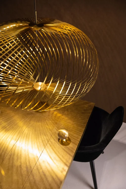 Tom Dixon Pendelleuchte Spring Large Led Gold Metall / O 95 X H 70 Cm - Flexible Stahlbander - Messing Fashion