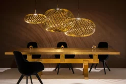 Tom Dixon Pendelleuchte Spring Large Led Gold Metall / O 95 X H 70 Cm - Flexible Stahlbander - Messing Fashion